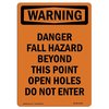 Signmission OSHA WARNING Sign, Danger Fall Hazard Beyond This, 10in X 7in Decal, 7" W, 10" H, Portrait OS-WS-D-710-V-13052